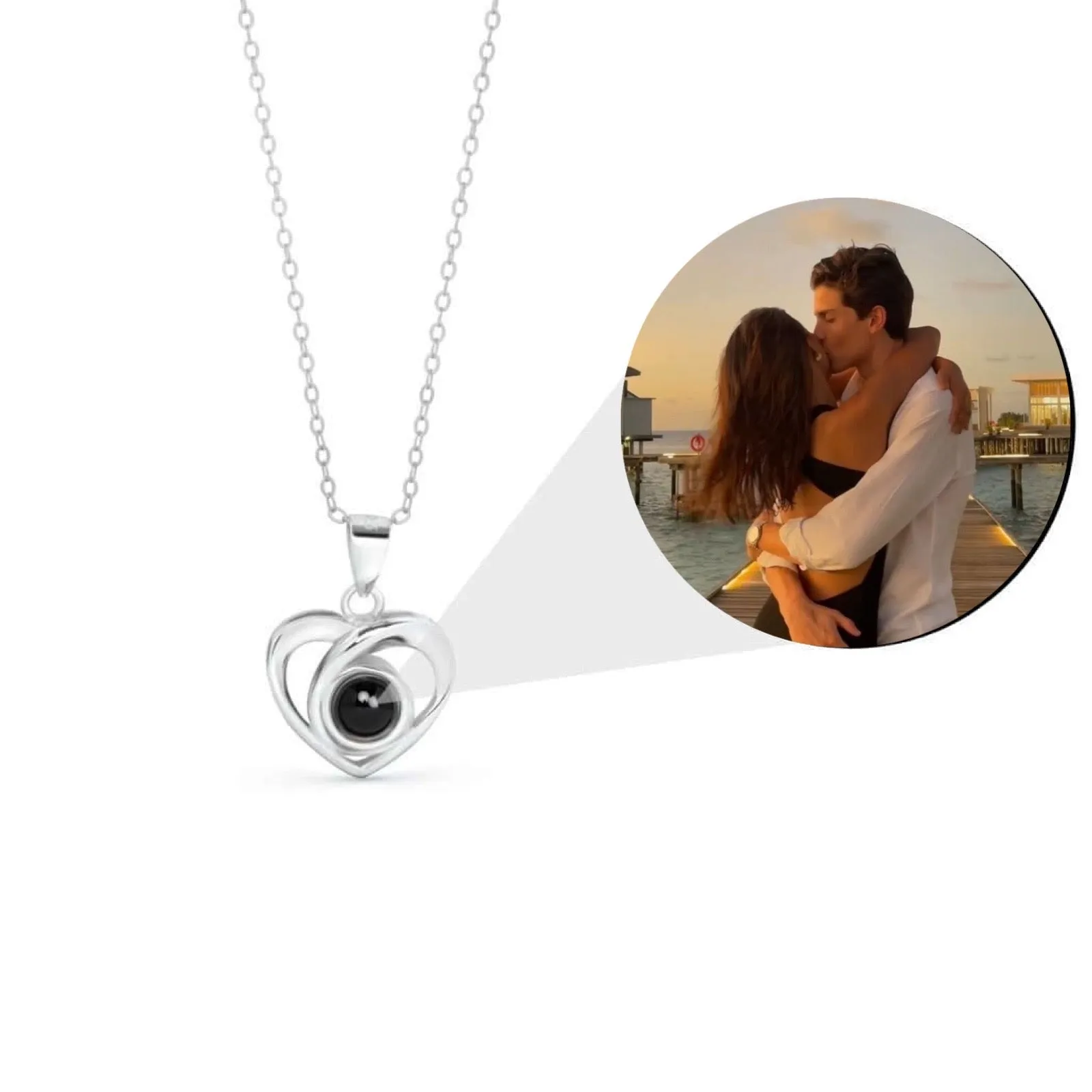 Custom Photo Projection Heart Necklace