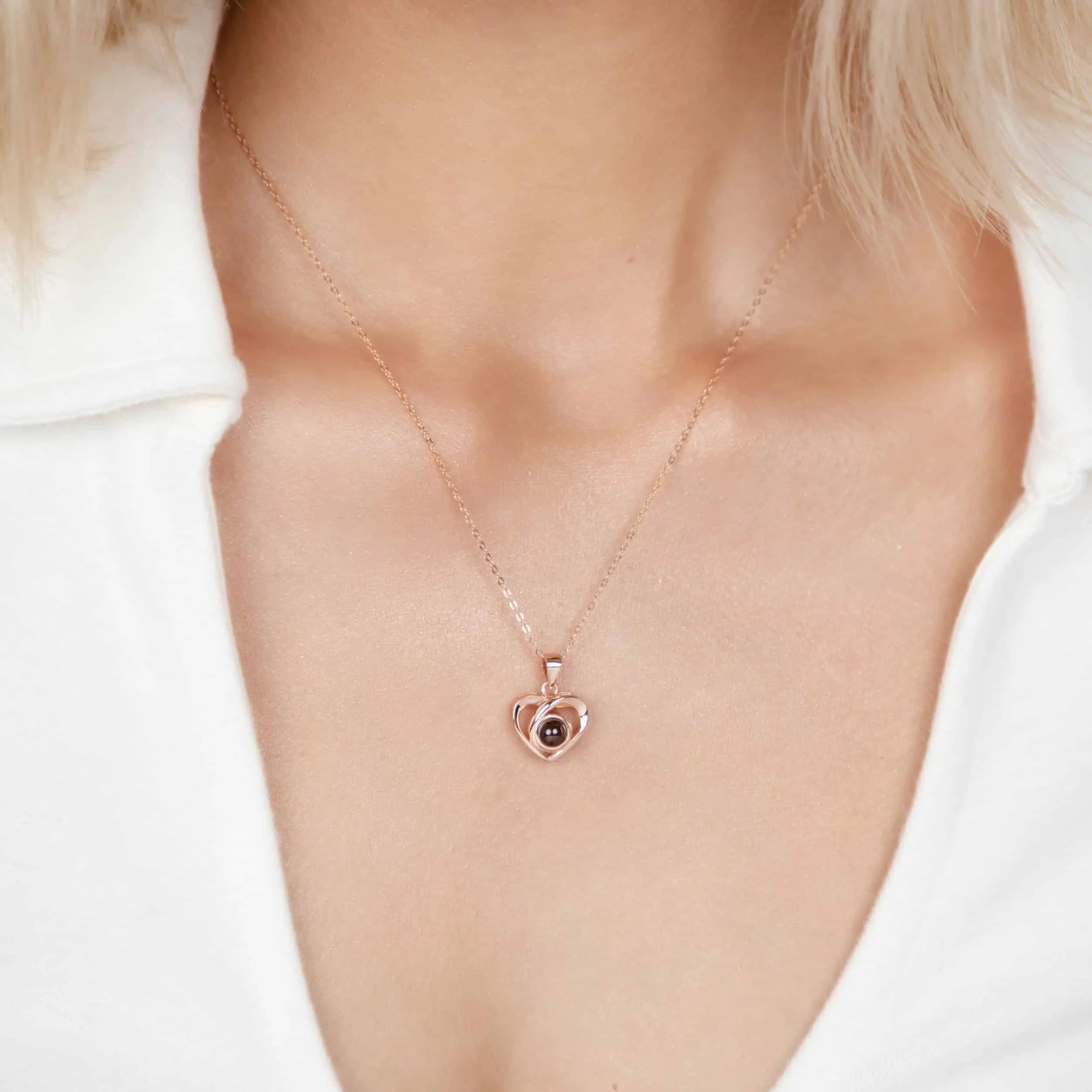 Custom Photo Projection Heart Necklace