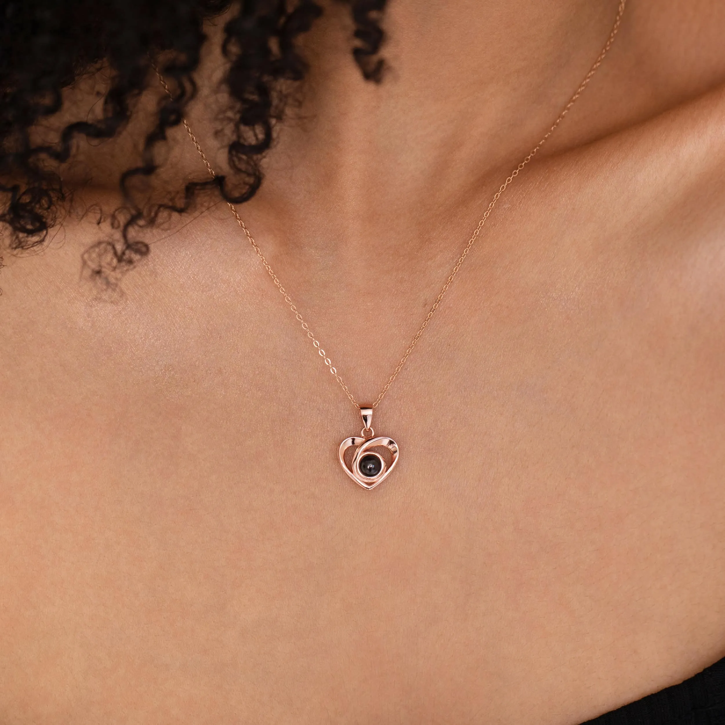 Custom Photo Projection Heart Necklace