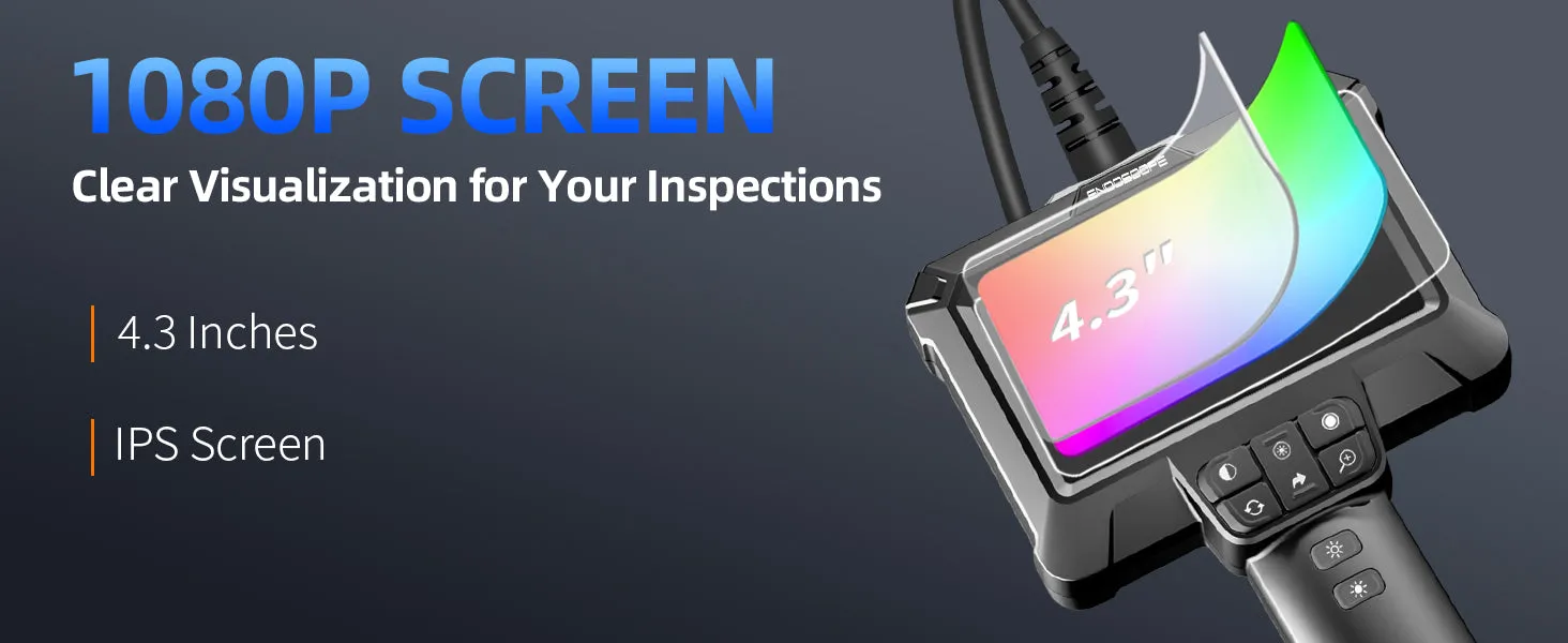 Daxiongmao 16.5ft Semi-Rigid Cord Endoscope Camera with Light - IP67 Waterproof Borescope Camera with 8 Adjustable LED Lights, 4.3" LCD Screen Borescope, HD 1080P Inspection Camera Scope Camera