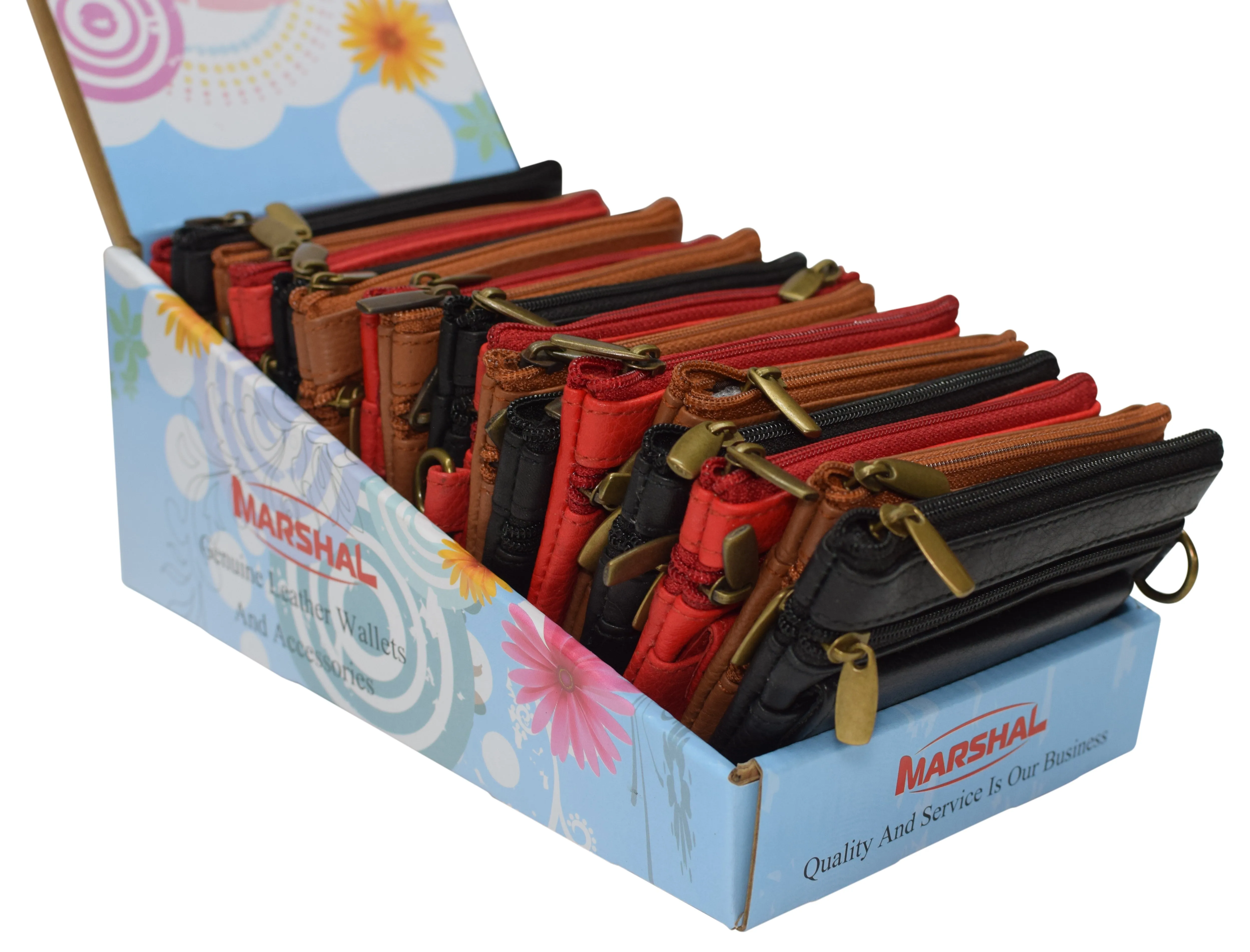 DIS1_18_8100SERIES Display of 18 Pcs of Genuine Leather Change Purses