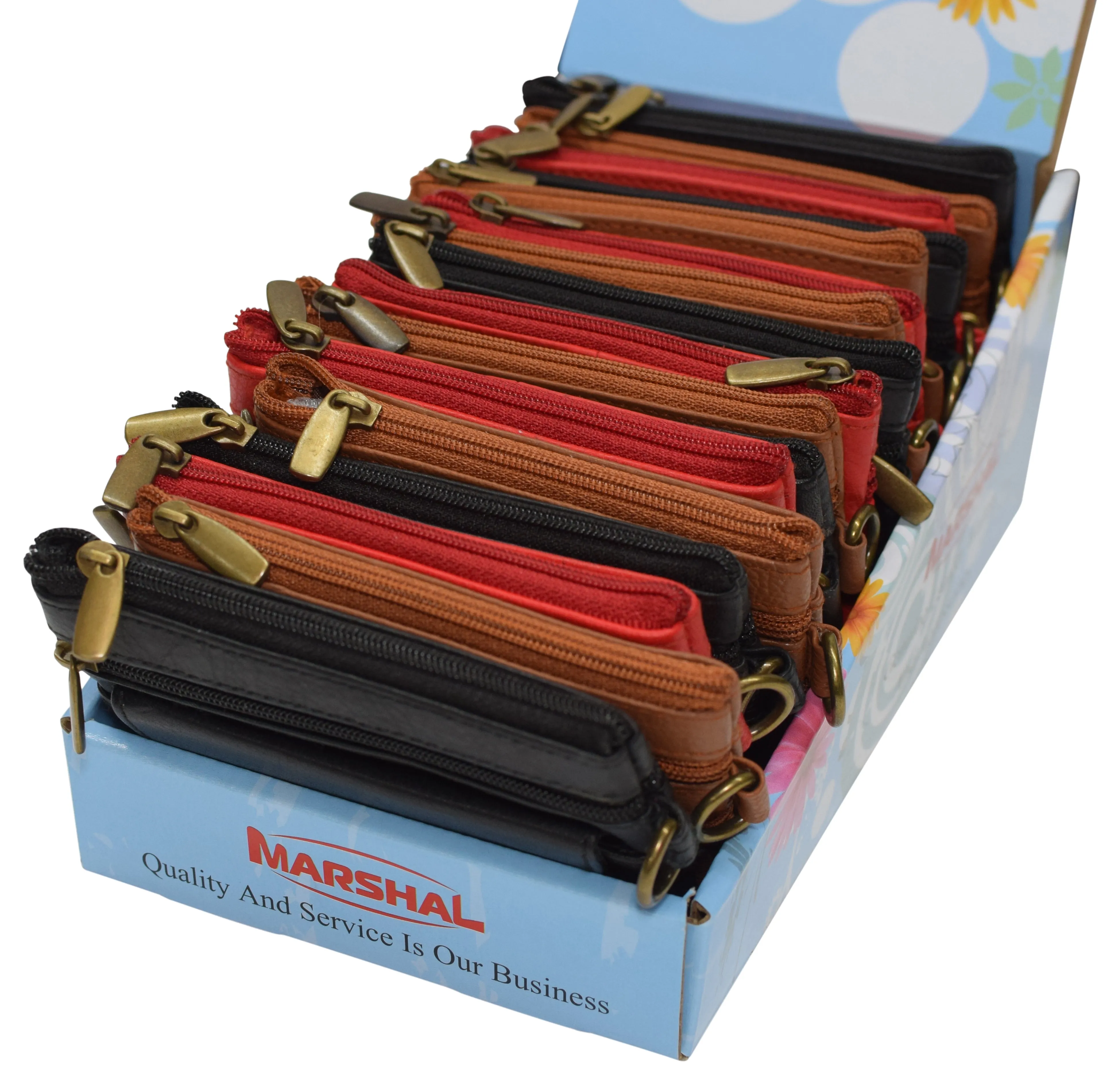 DIS1_18_8100SERIES Display of 18 Pcs of Genuine Leather Change Purses