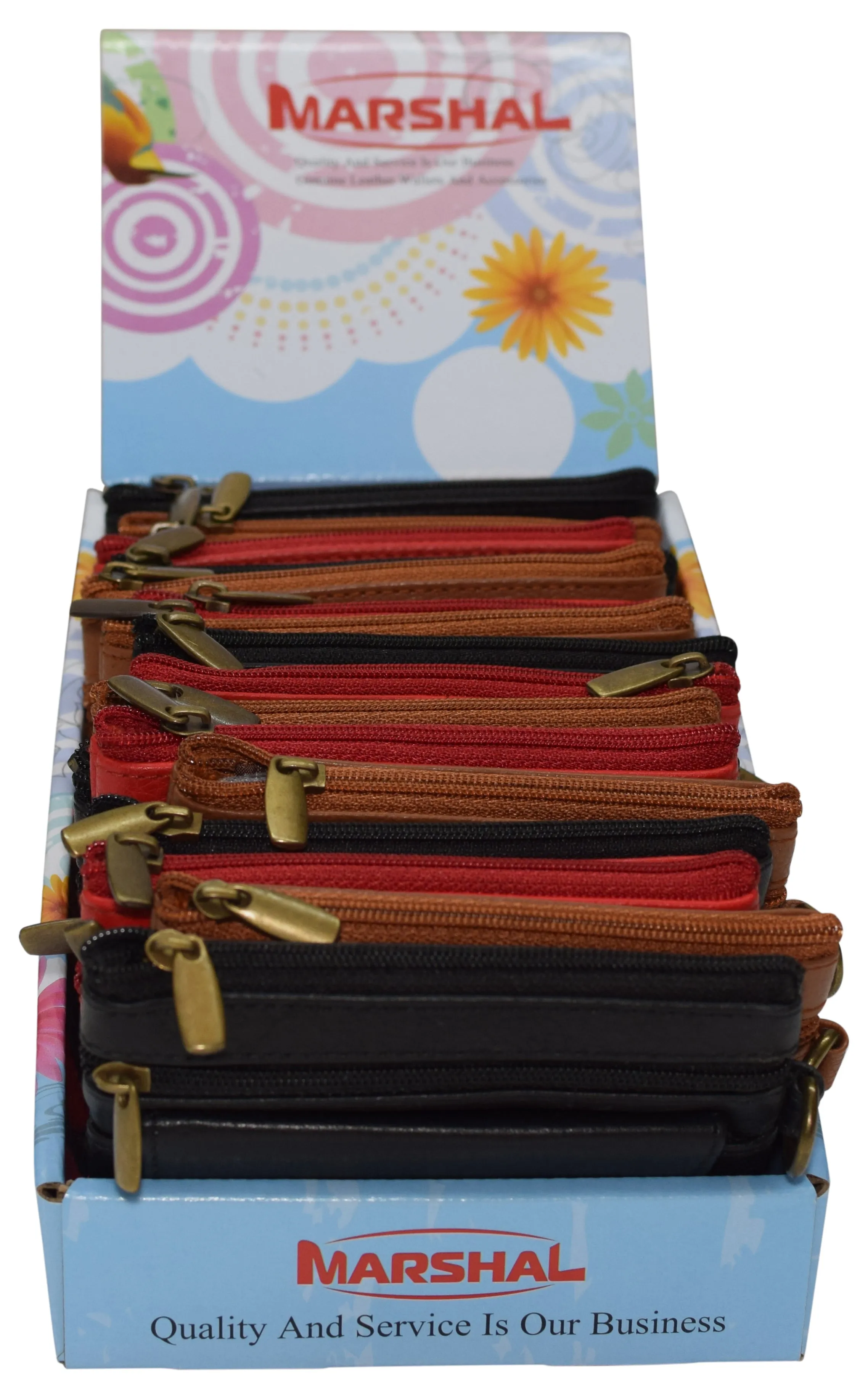 DIS1_18_8100SERIES Display of 18 Pcs of Genuine Leather Change Purses