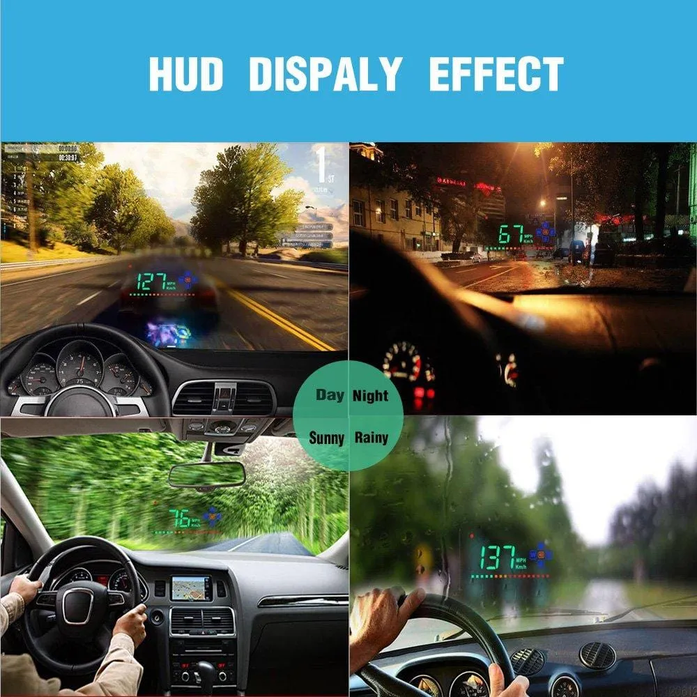 DODORO 3.5 Inch Head-Up Display,LED Speedometer, Color Projection, Speed Warning, A2 ECU, Powered By USB Port Or Cigarette Lighter,No OBD/OBD2 Restriction, Compatible With All Cars and Trucks