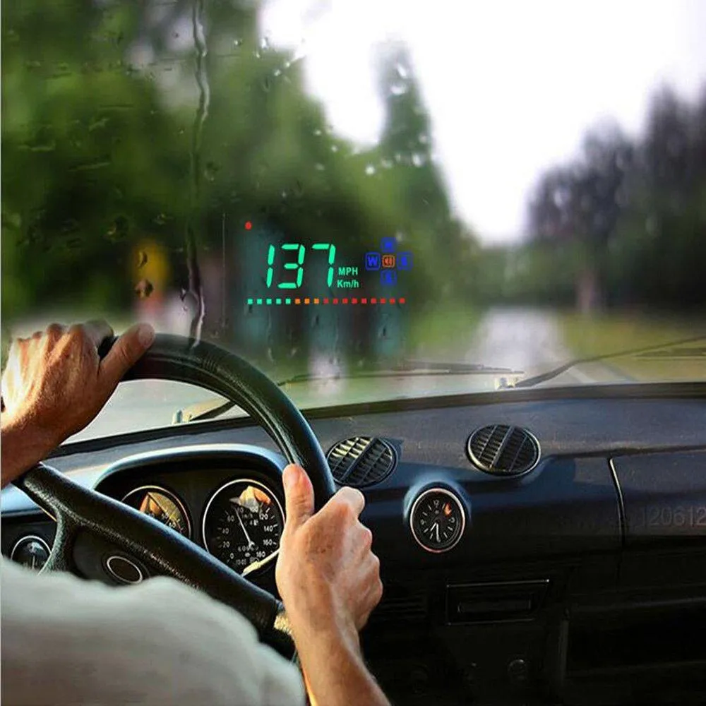 DODORO 3.5 Inch Head-Up Display,LED Speedometer, Color Projection, Speed Warning, A2 ECU, Powered By USB Port Or Cigarette Lighter,No OBD/OBD2 Restriction, Compatible With All Cars and Trucks