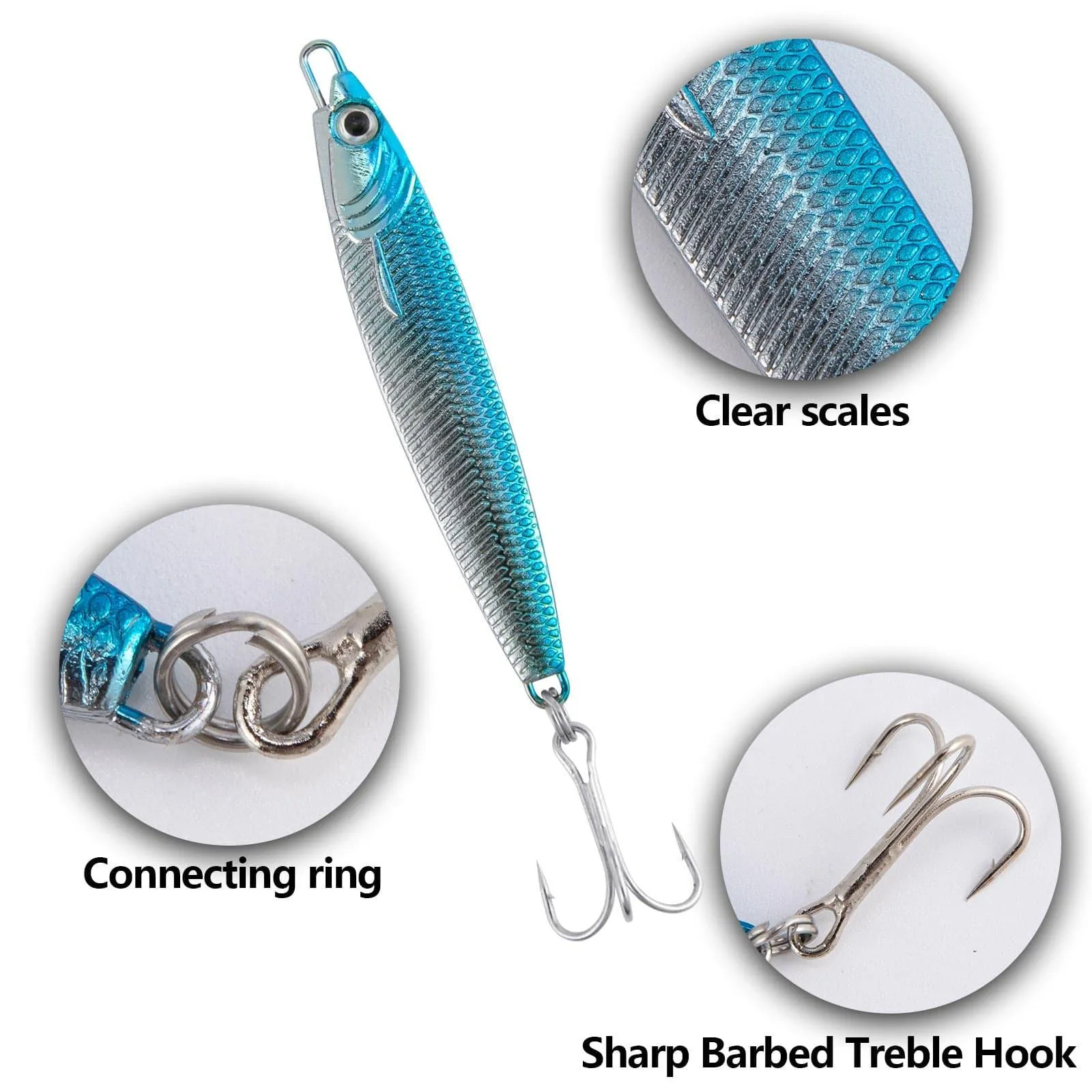 Dr.Fish 3pcs Metal Sea Fishing Lures 1.06oz