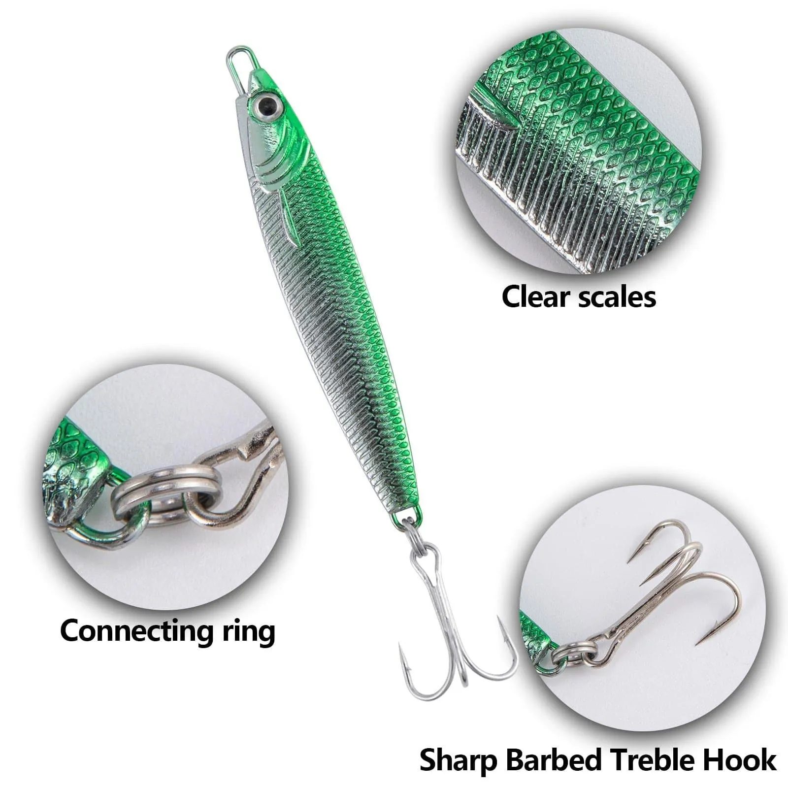 Dr.Fish 3pcs Metal Sea Fishing Lures 1.06oz