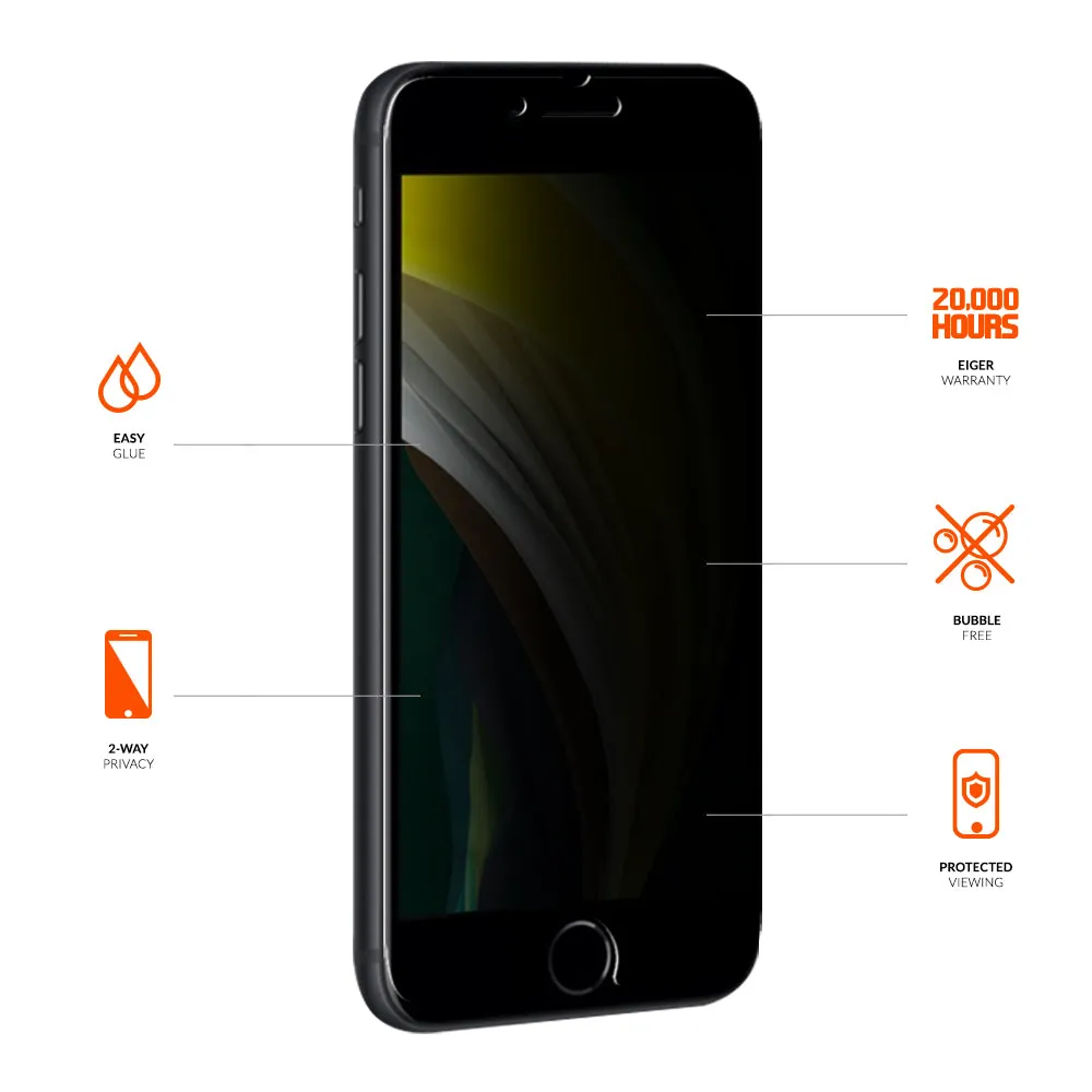 Eiger Mountain Black Privacy 2.5D Screen Protector for Apple iPhone 7 / 8 / SE (2020) (2022)