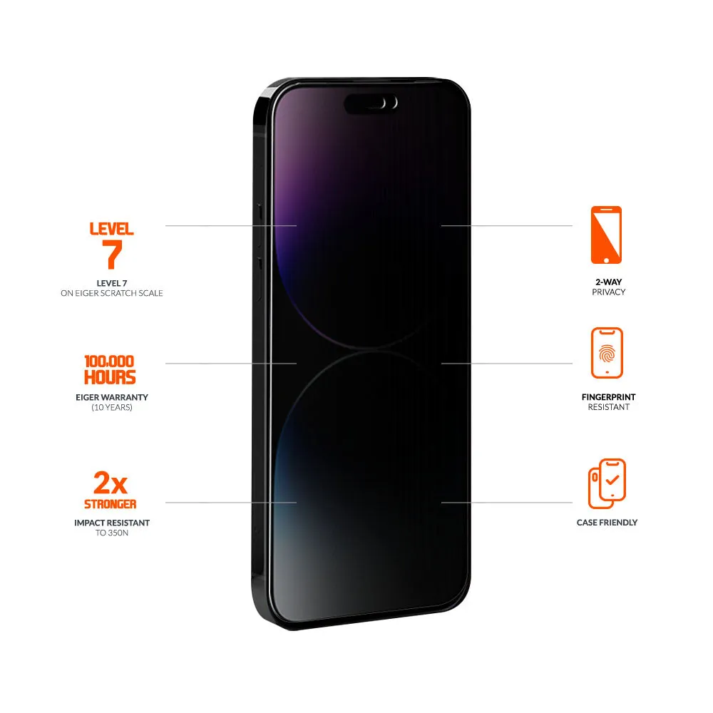 Eiger Mountain Black Privacy Screen Protector for iPhone 16/15/15 Pro