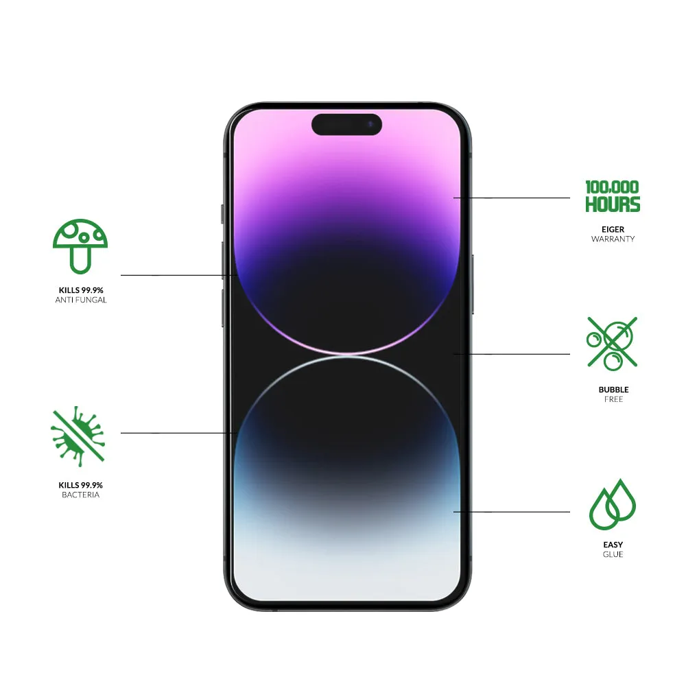 Eiger Mountain Glass  2.5D Anti-Microbial Screen Protector for Apple iPhone 14 Pro Max
