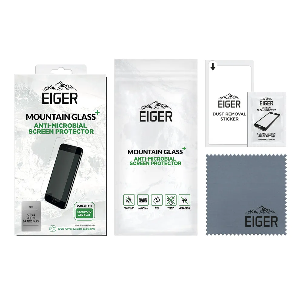 Eiger Mountain Glass  2.5D Anti-Microbial Screen Protector for Apple iPhone 14 Pro Max