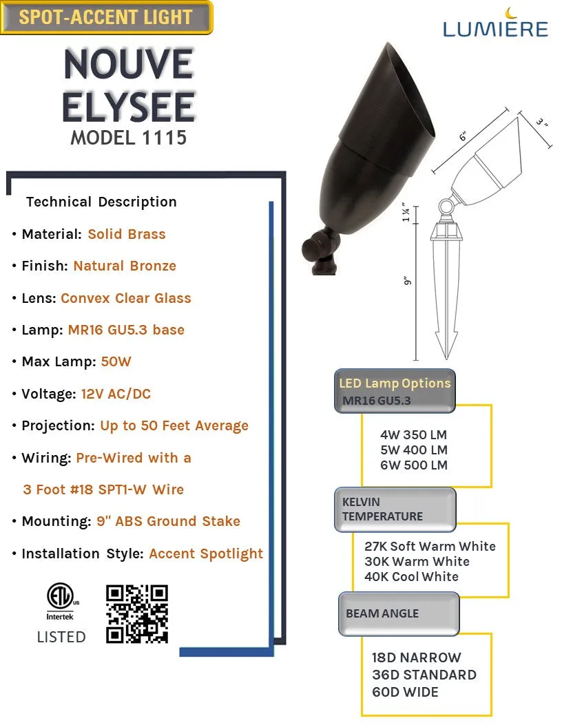 Elysee Solid Brass Directional Spot Light