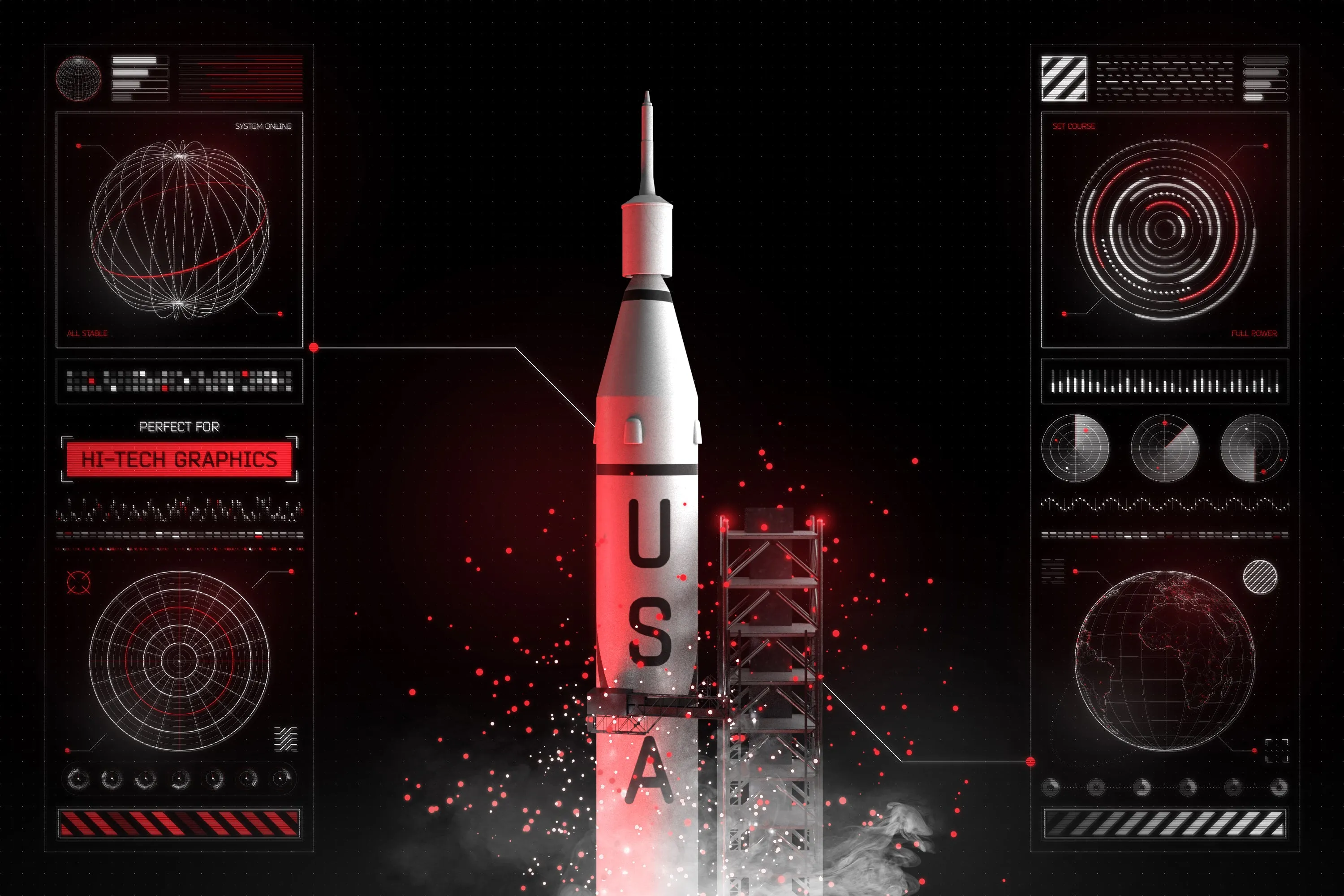 Futuristic UI Kit – 200 design elements