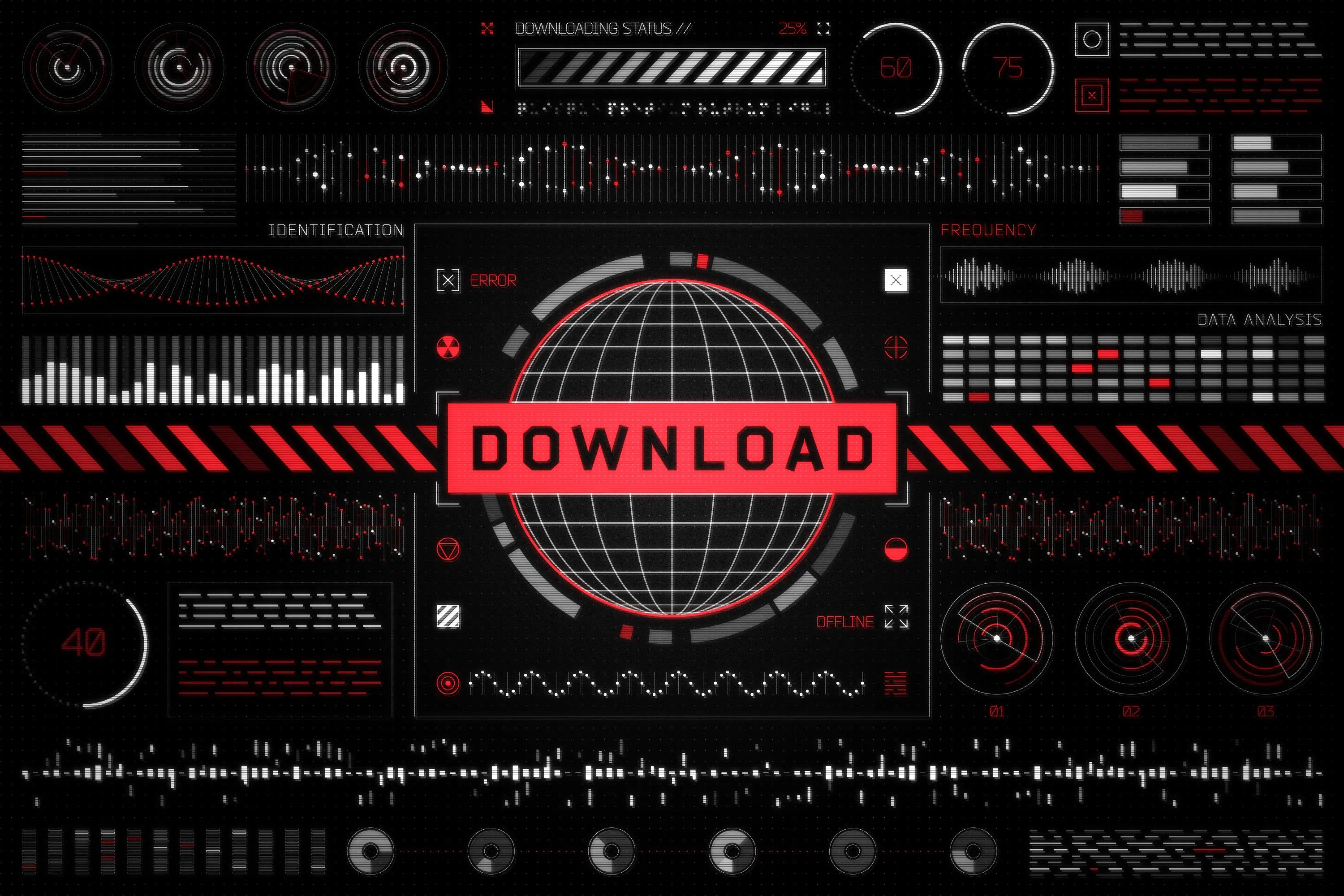 Futuristic UI Kit – 200 design elements