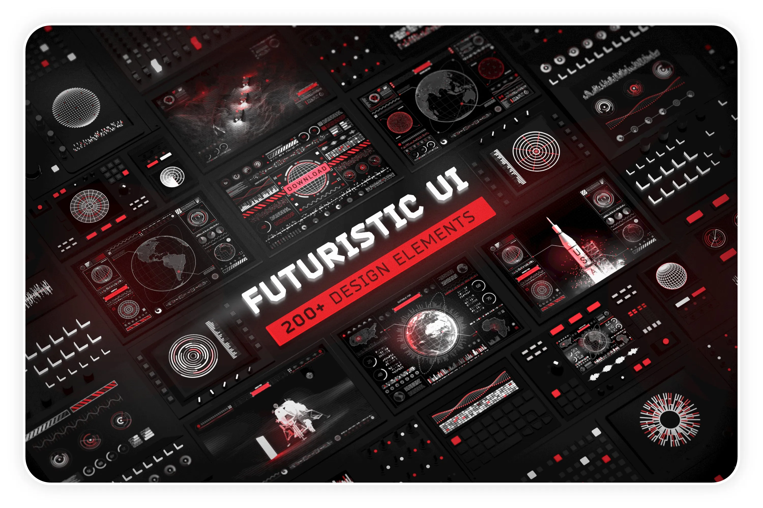 Futuristic UI Kit – 200 design elements