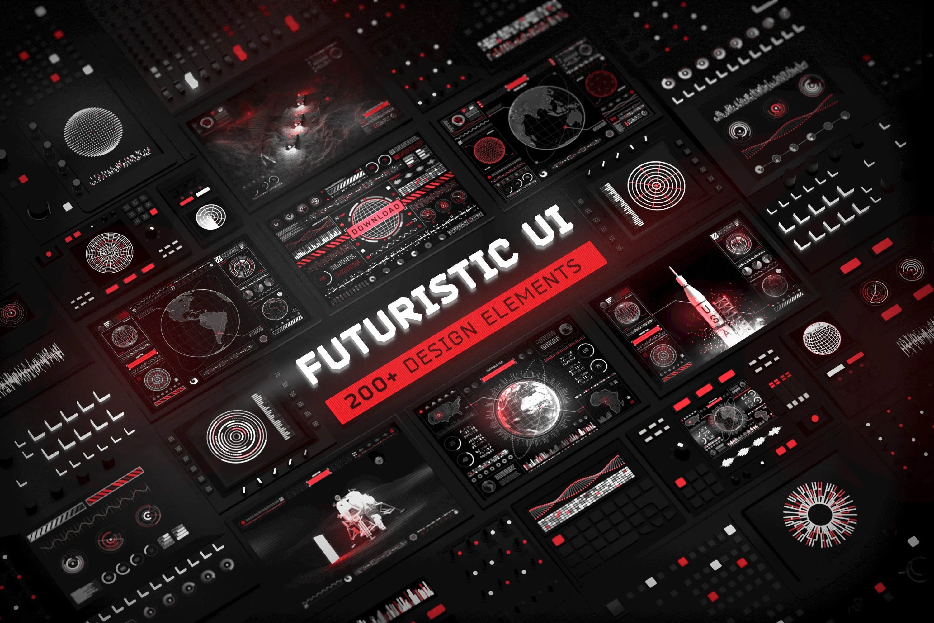 Futuristic UI Kit – 200 design elements