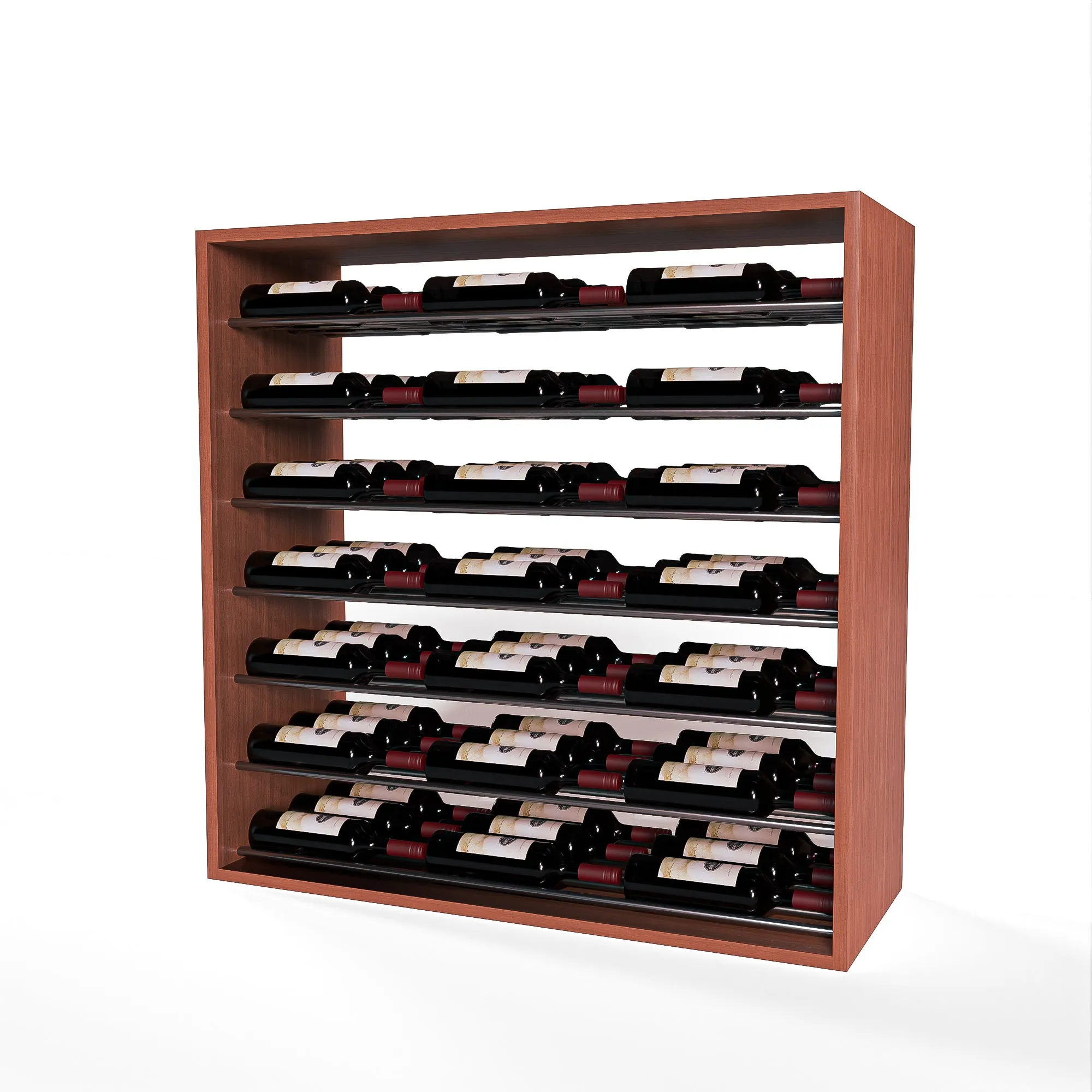 GrandCellar™ - 8 Column Full-Depth Label-Forward Horizontal Wine Display  - 36"- Gunmetal Metal Rods