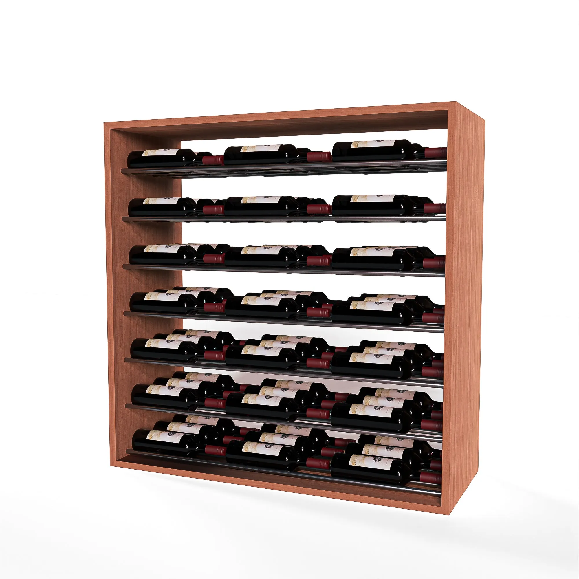GrandCellar™ - 8 Column Full-Depth Label-Forward Horizontal Wine Display  - 36"- Gunmetal Metal Rods