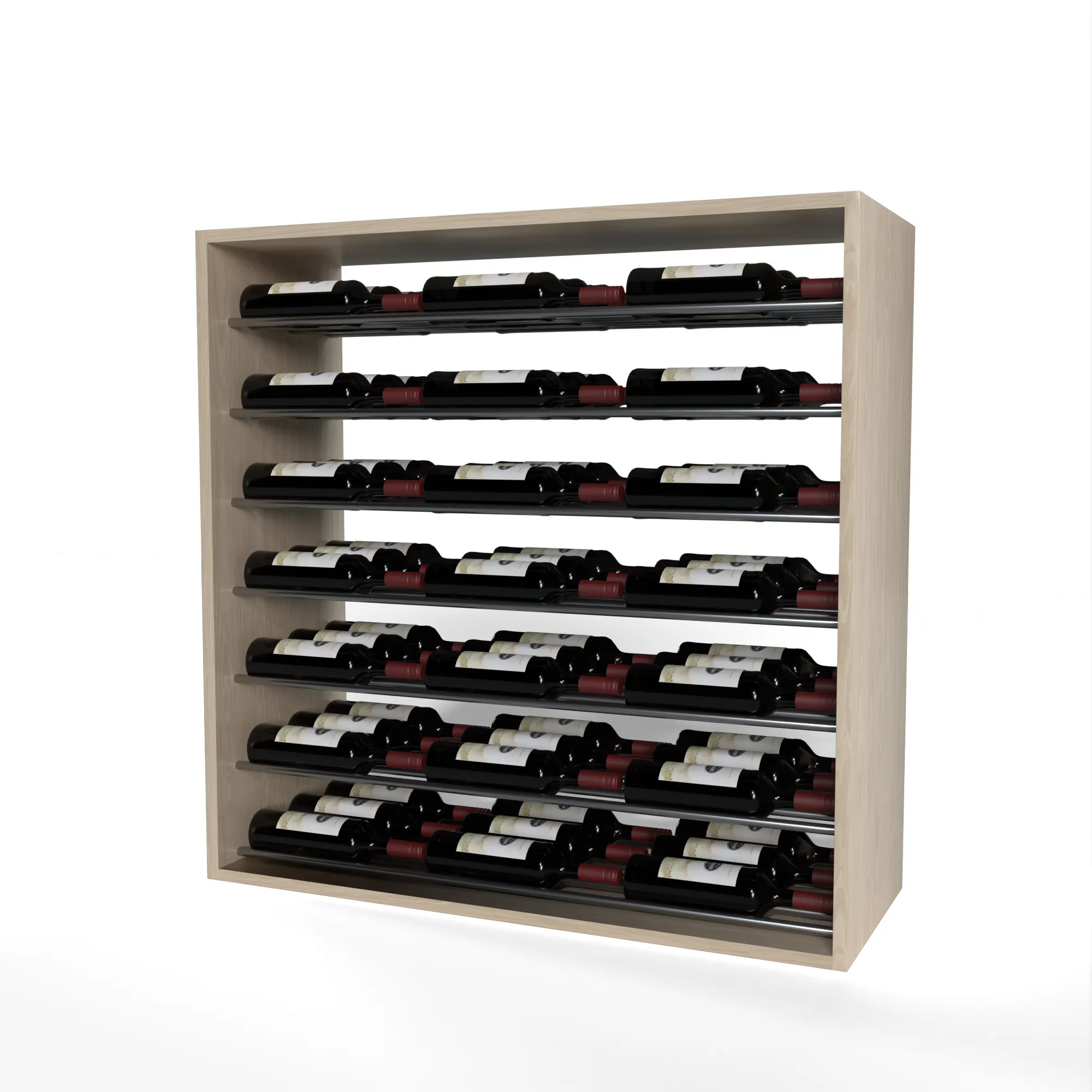 GrandCellar™ - 8 Column Full-Depth Label-Forward Horizontal Wine Display  - 36"- Gunmetal Metal Rods