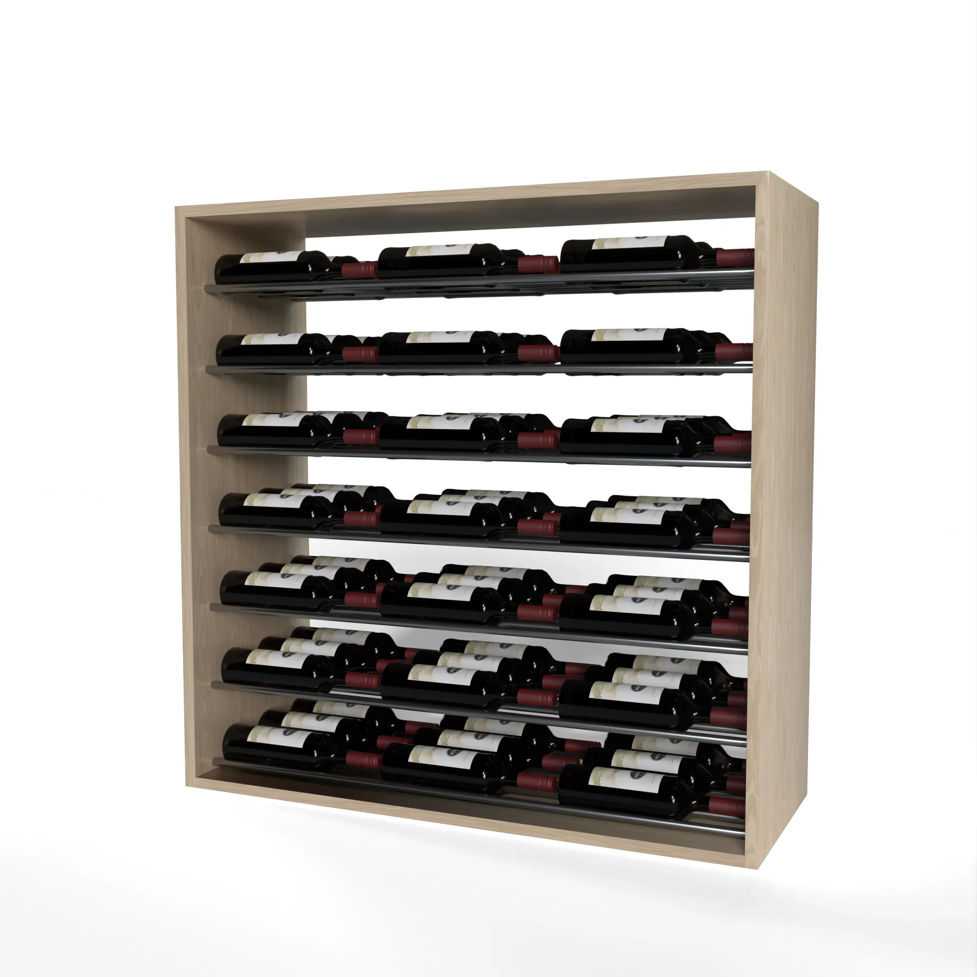 GrandCellar™ - 8 Column Full-Depth Label-Forward Horizontal Wine Display  - 36"- Gunmetal Metal Rods