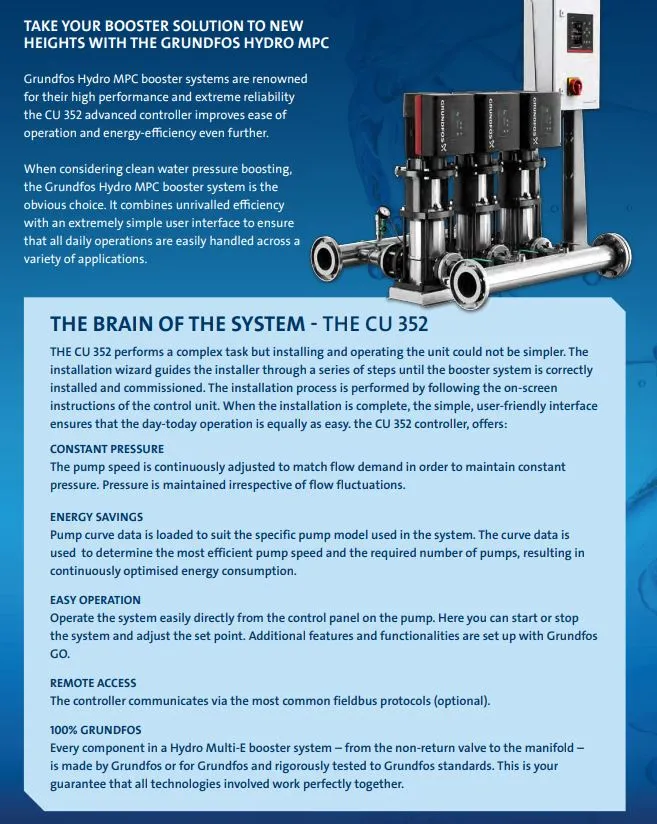 Grundfos Hydro MPC-E Triple CRIE 10 Automatic Variable Speed Pressure Boosting Pump Package (Max 750LPM)