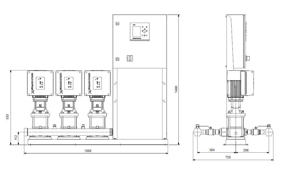 Grundfos Hydro MPC-E Triple CRIE 10 Automatic Variable Speed Pressure Boosting Pump Package (Max 750LPM)