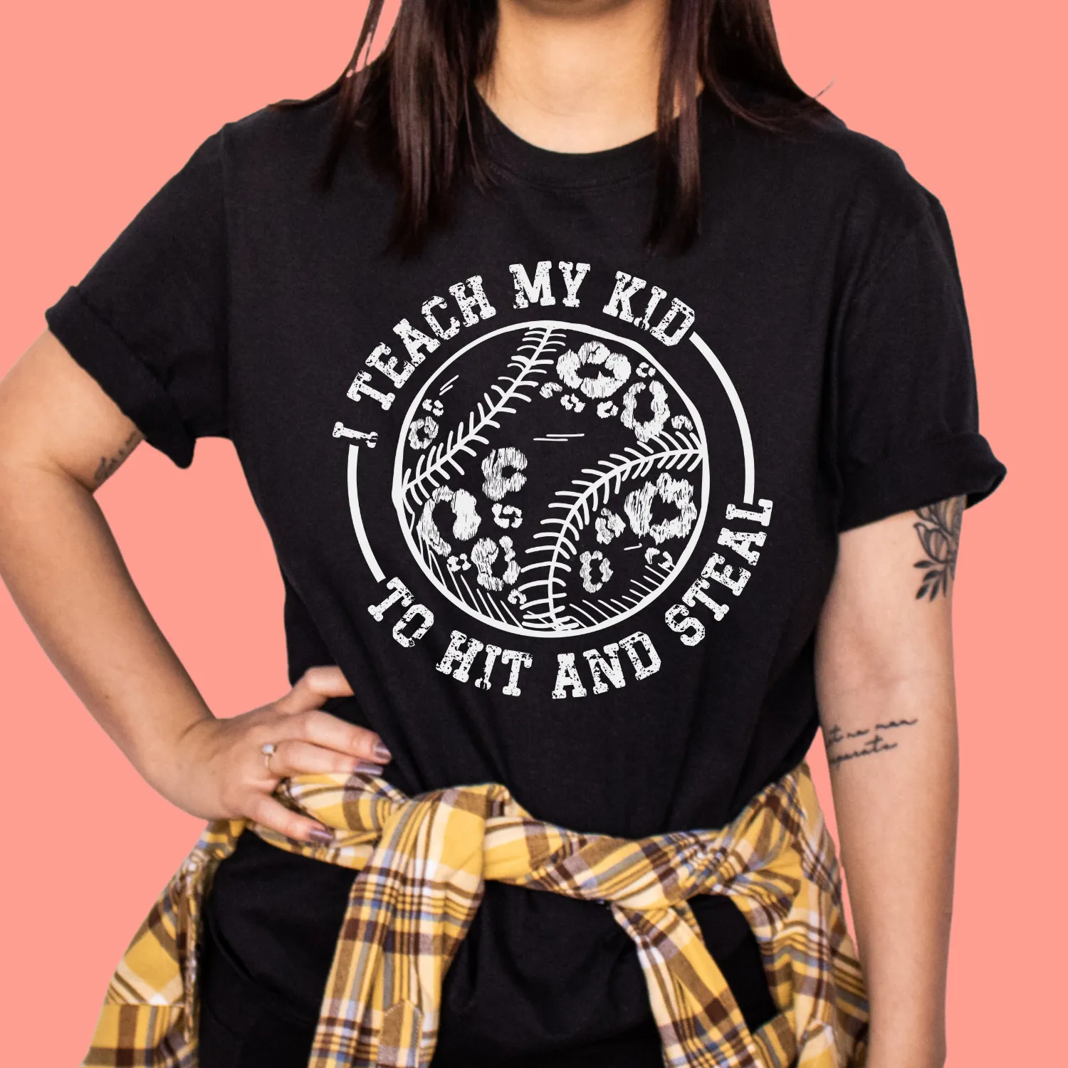 I Teach My Kid to Hit and Steal Screen Printed Tee