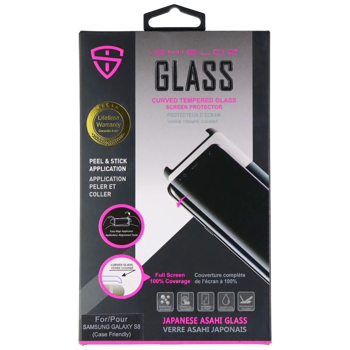 iShieldz Curved Tempered Glass Screen Protector for Samsung Galaxy S8 - Clear