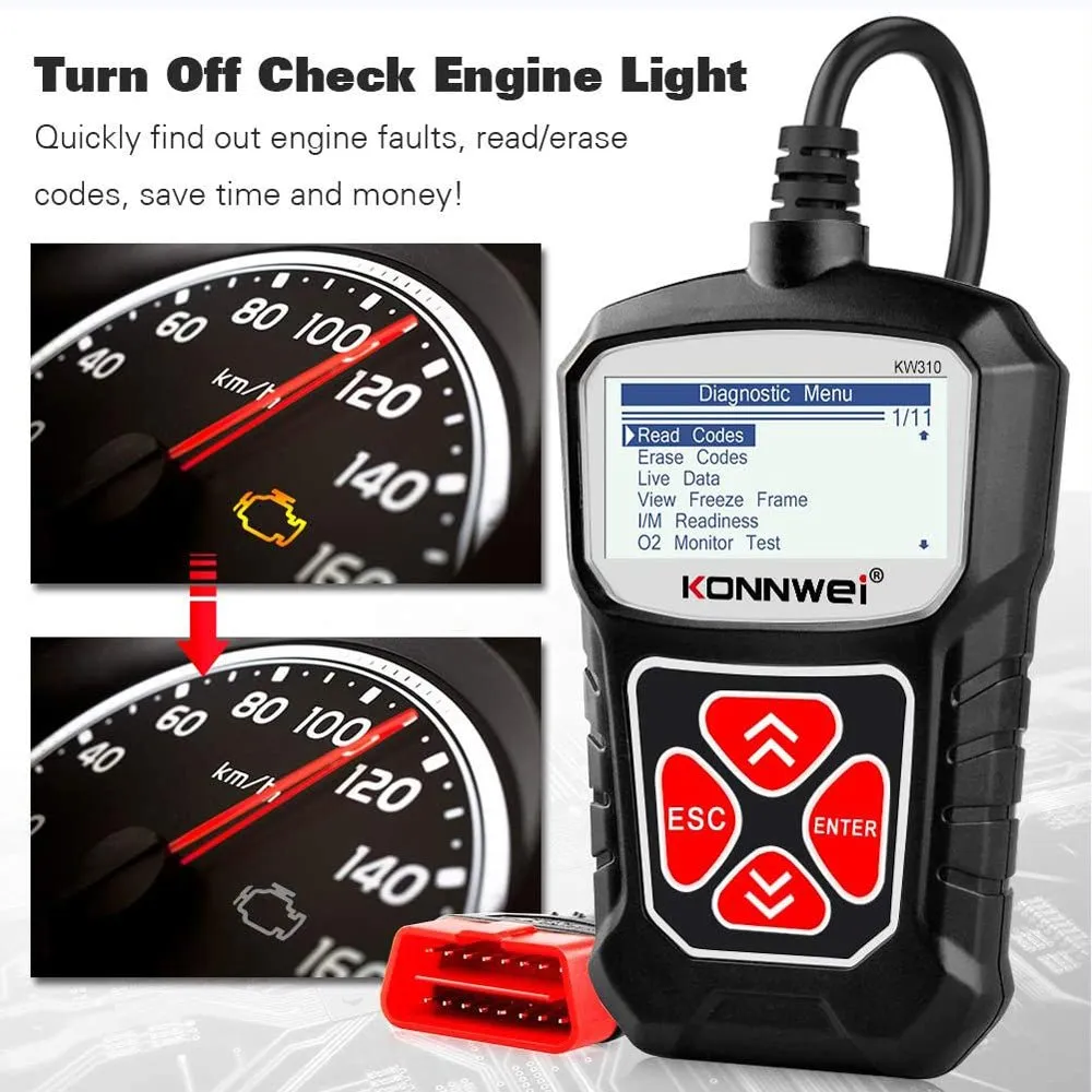 KONNWEI KW310 CAN OBD Scan Tool OBD2 Scanner Full OBDII