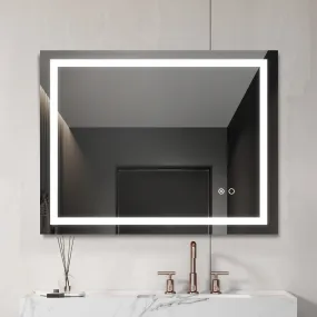 LED Lighted Bathroom Wall Mounted Mirror with High Lumen Anti-Fog Separately Control Dimmer Function