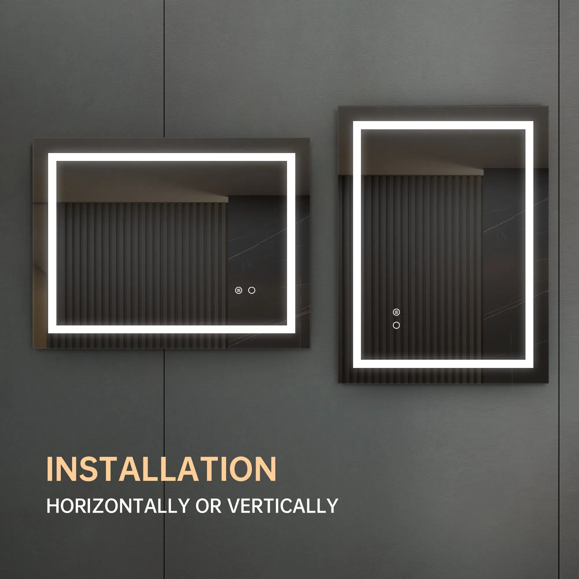 LED Lighted Bathroom Wall Mounted Mirror with High Lumen Anti-Fog Separately Control Dimmer Function