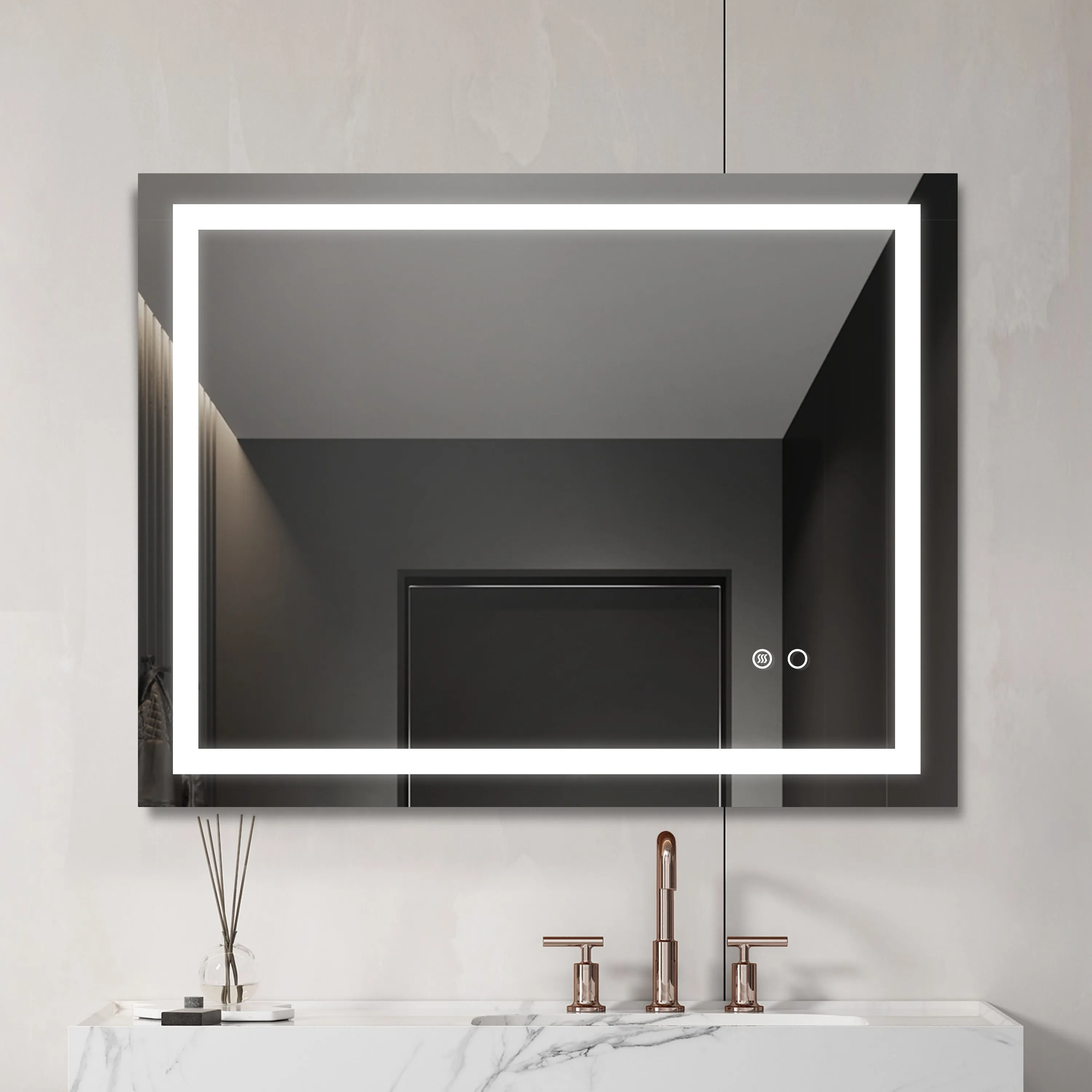 LED Lighted Bathroom Wall Mounted Mirror with High Lumen Anti-Fog Separately Control Dimmer Function