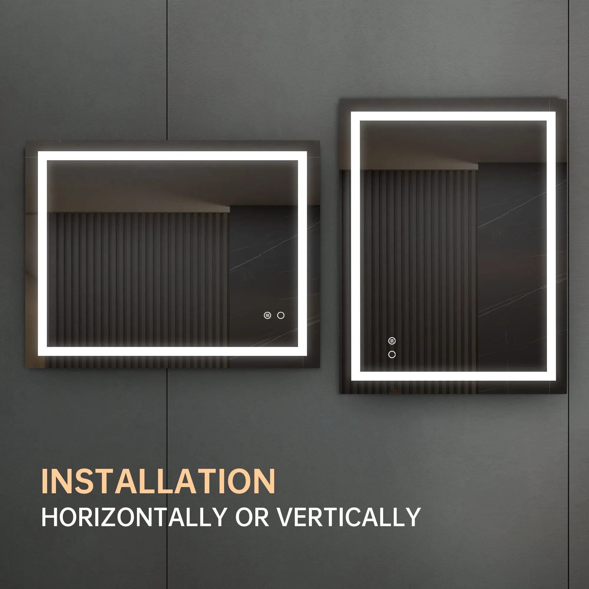 LED Lighted Bathroom Wall Mounted Mirror with High Lumen Anti-Fog Separately Control Dimmer Function