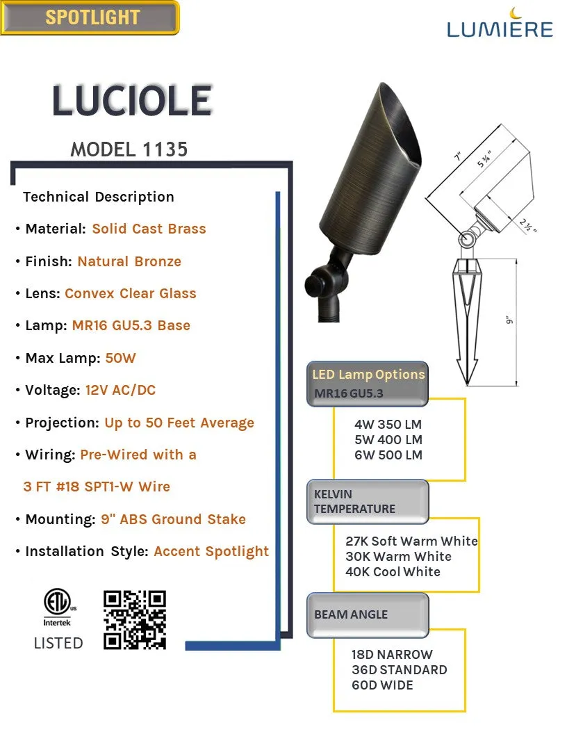 Luciole Solid Cast Brass Directional Spot Light Natural bronze