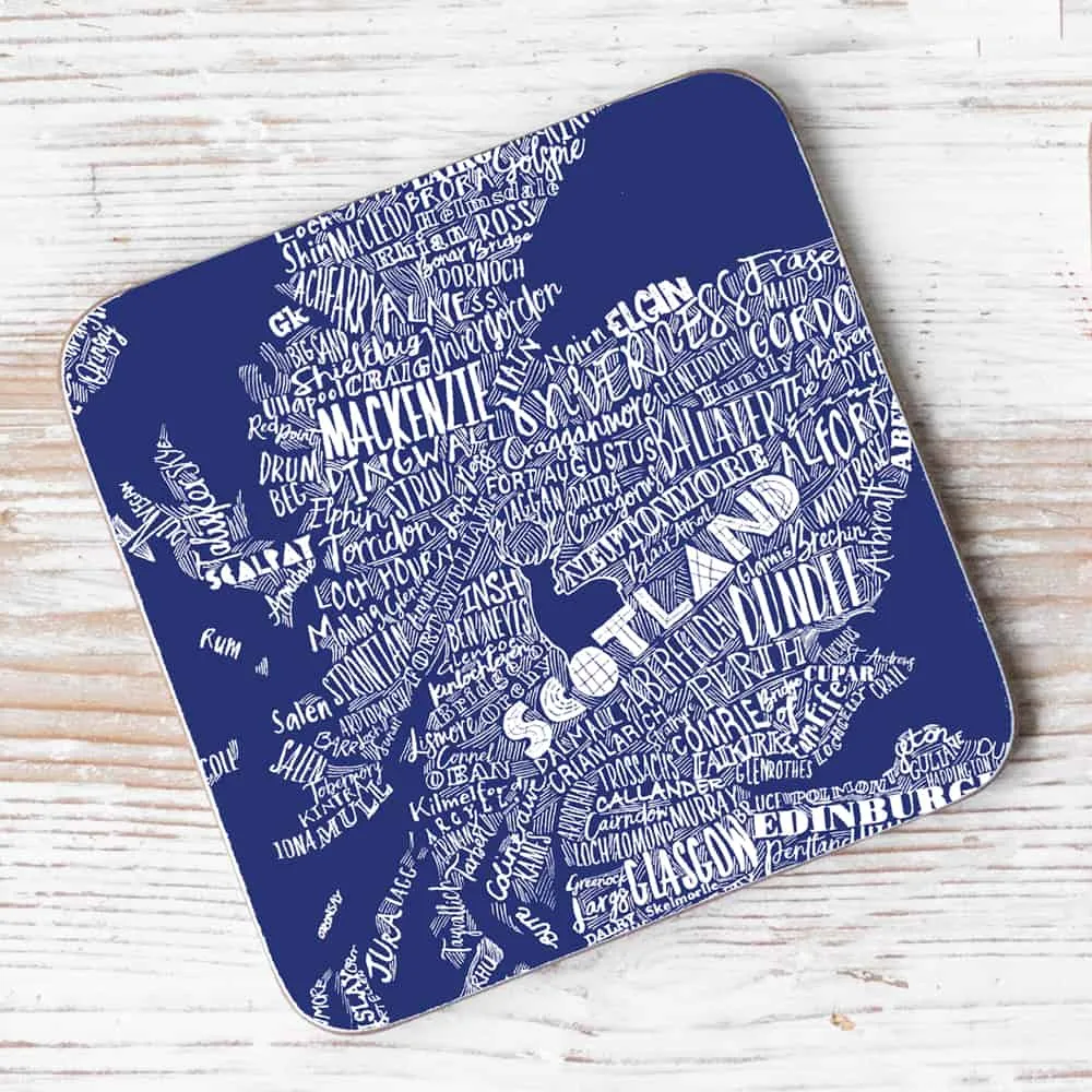 Mapped Out Individual Coaster - navy