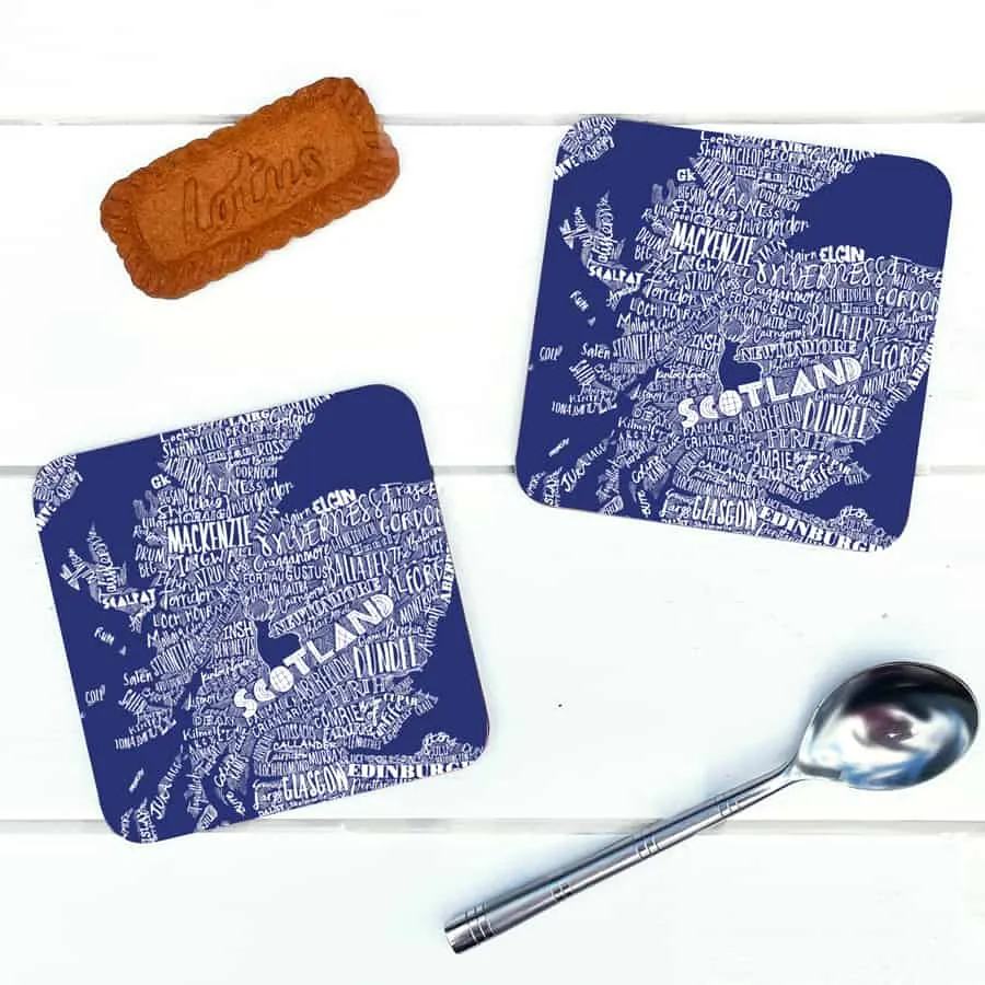Mapped Out Individual Coaster - navy