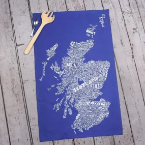Mapped Out Tea Towel - navy