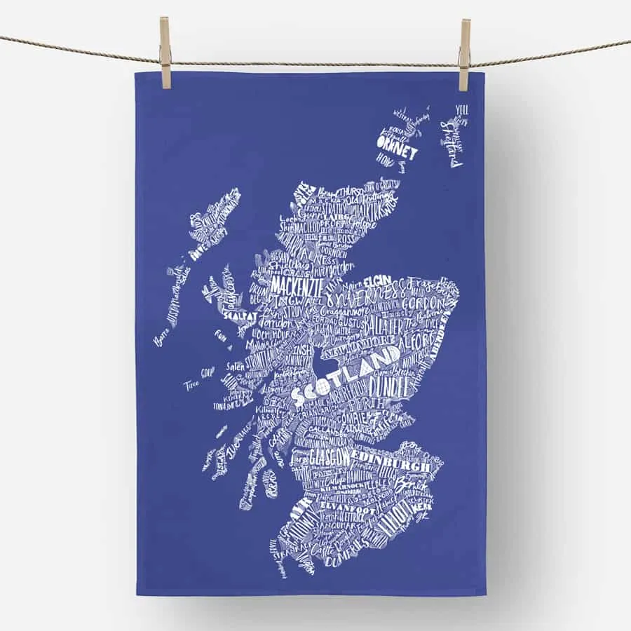 Mapped Out Tea Towel - navy