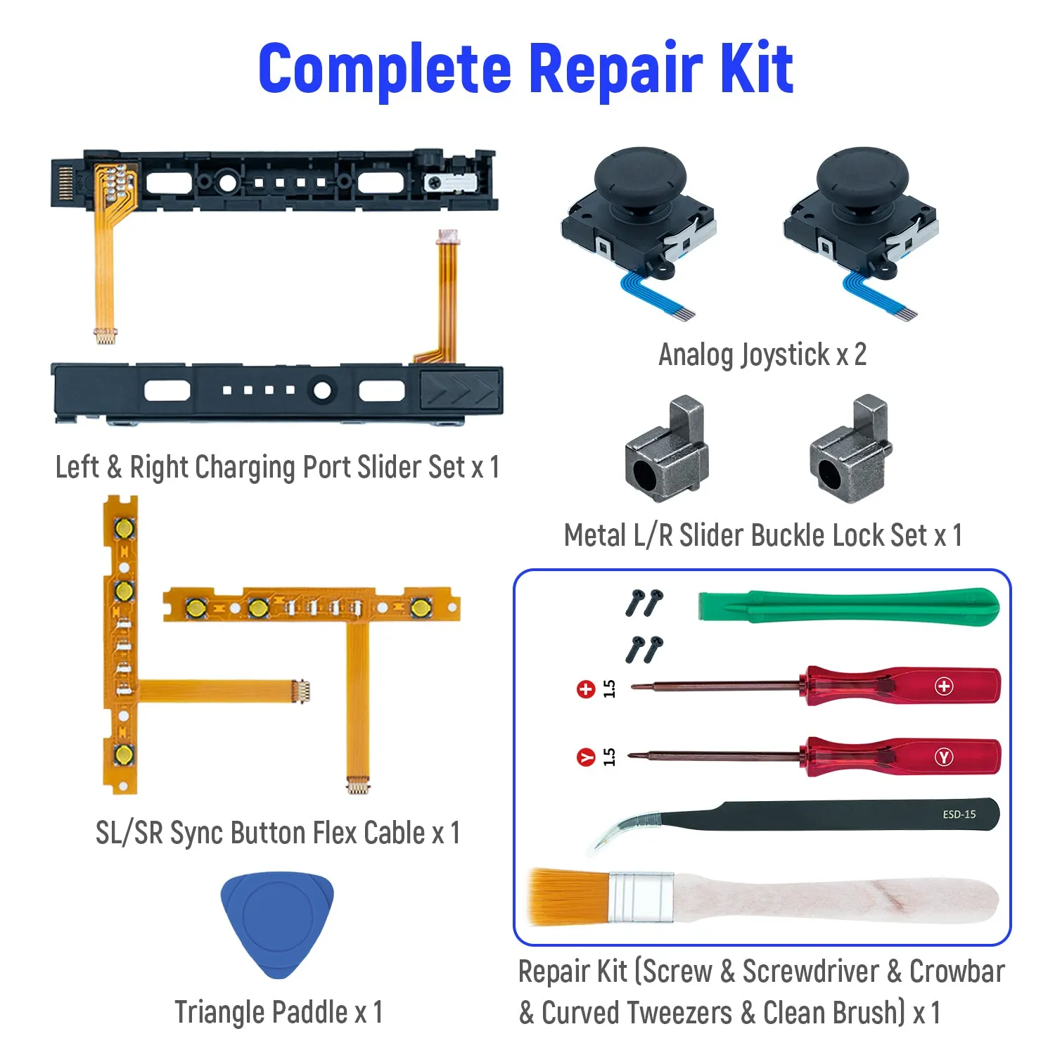 Mcbazel 18 in 1 Repair Kit with Opening Tool for Nintendo Switch Joy-Con Controller