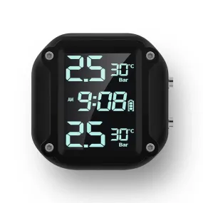 Motorcycle Wireless Tire Pressure Monitoring System USB Charging TPMS for Motorcycle with 2 External Sensors Digital LCD Display