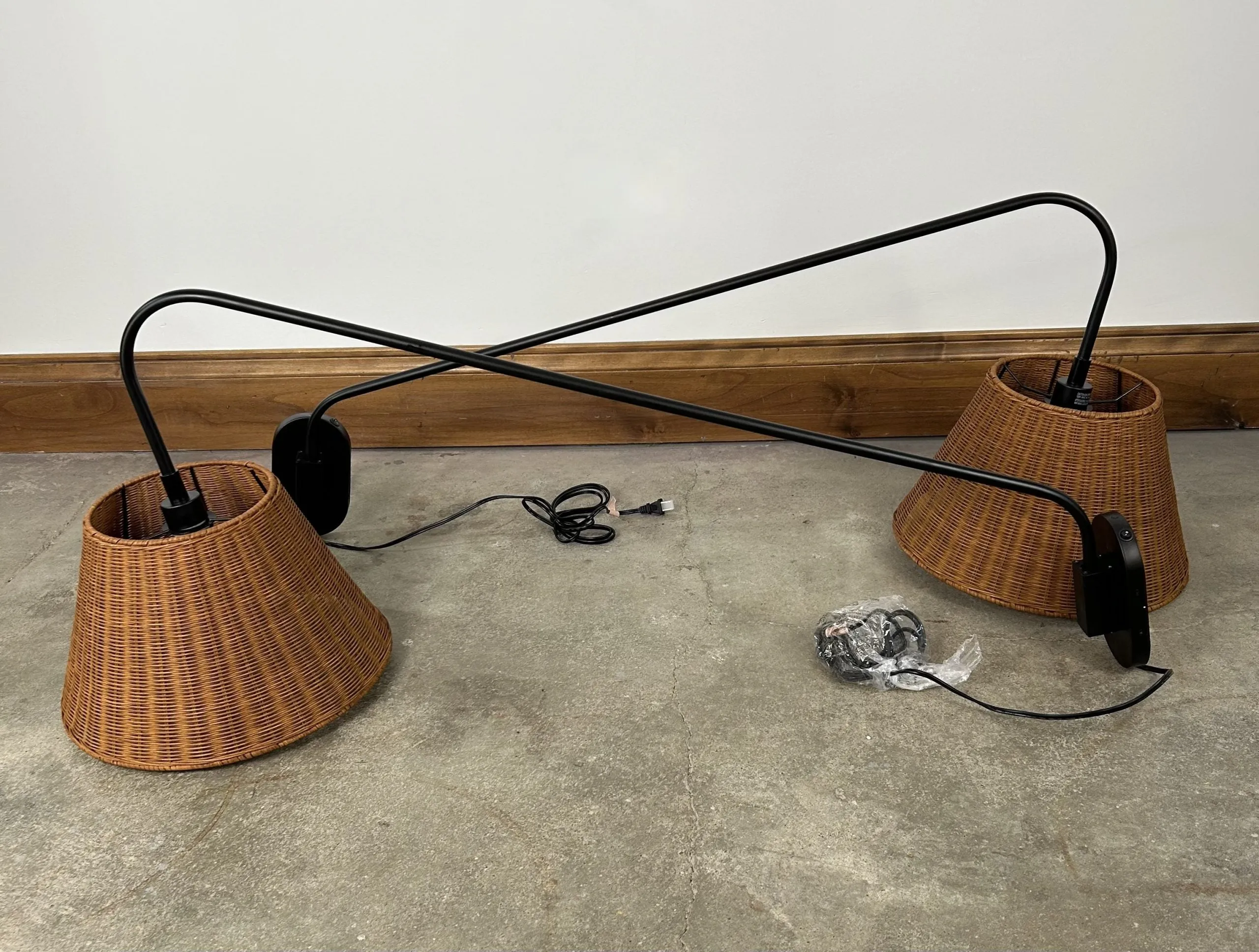 New! Savoy House Wall Lights, Basket, Black Frame, Set of Two, Sold as Set