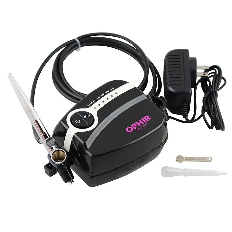 OPHIR 0.3mm Single-Action Airbrush Set with Mini Air Compressor for Body Art Tattoo Model Hobby Painting