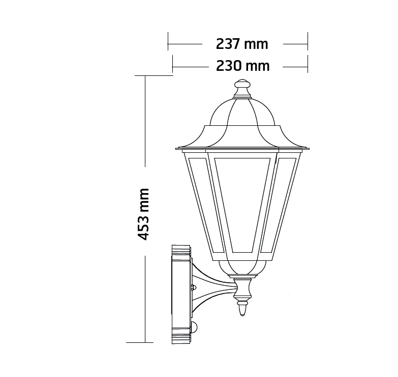 P-Lux LED Large Traditional Hi-Lo Black Wall Lantern