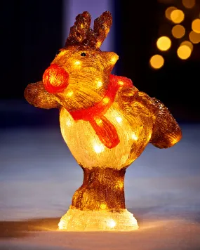 Pre-Lit Acrylic Reindeer Figurine, 39 cm
