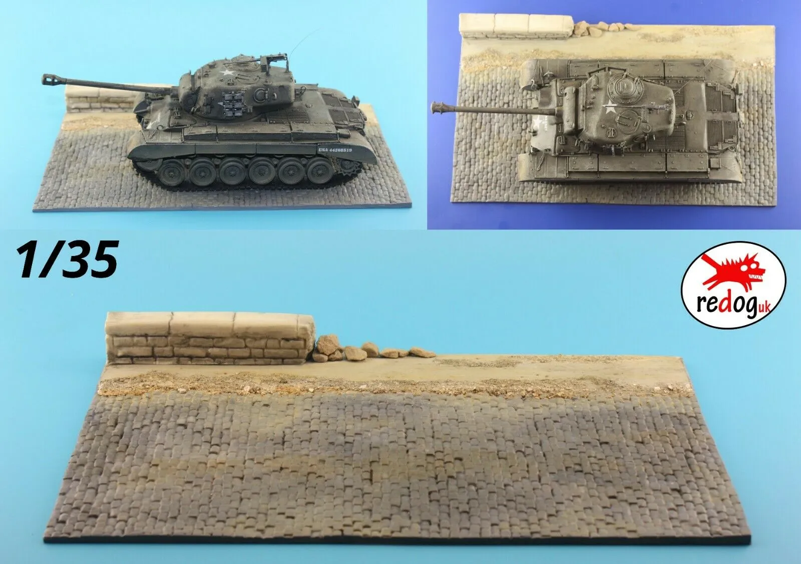 Redog 1/35 Display base  for vehicle / tank model kit - road with wall /U7