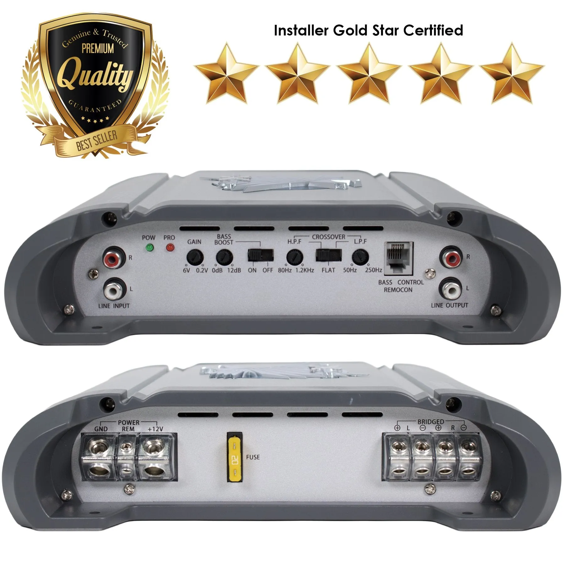SoundXtreme Car Amplifiers ST-500.2 1000W 2 Channels Class AB MOSFET Amp 2/4 Ohm Stable with Remote Sub Control
