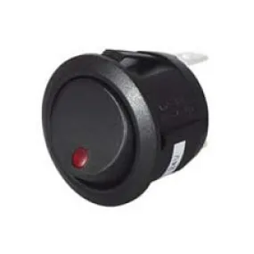 Switch Rocker Round On/Off Red LED 12/24 volt Pk 100