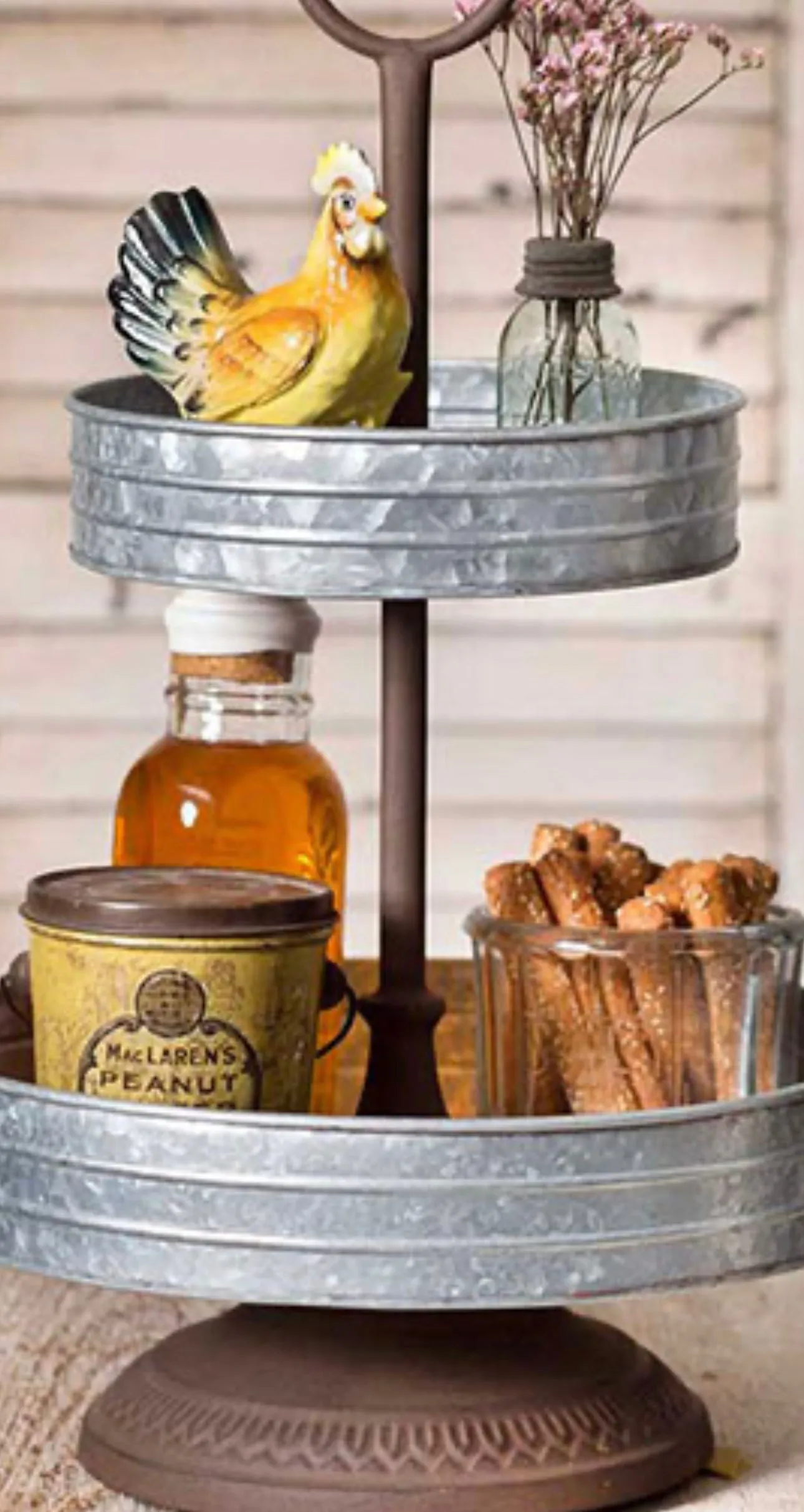 Two-Tiered Galvanized Tray Display