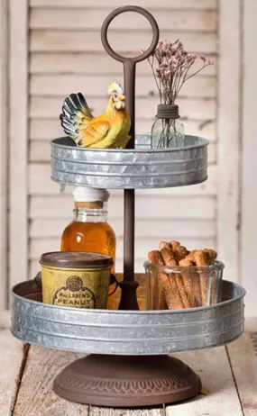 Two-Tiered Galvanized Tray Display