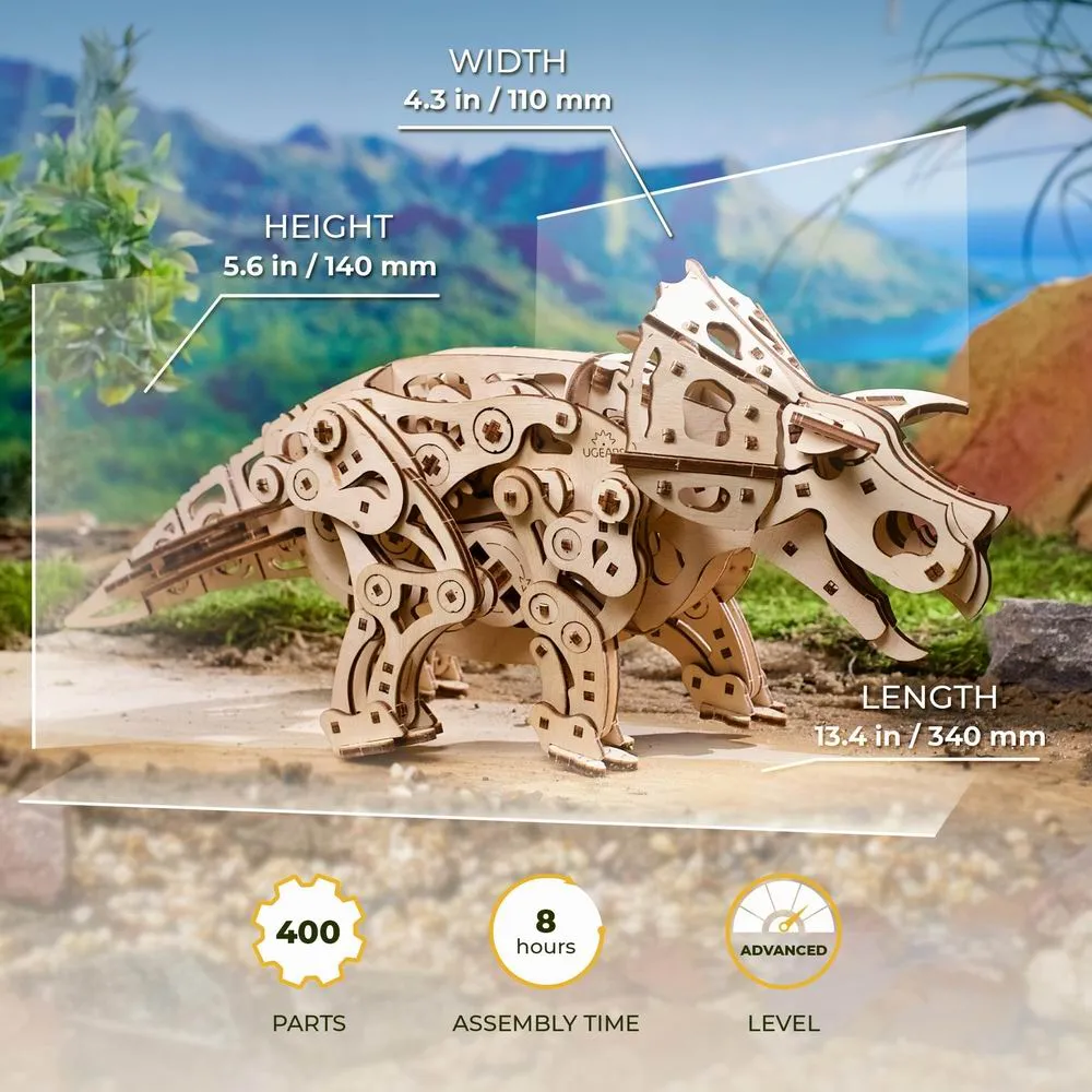 UGEARS Triceratops Dinosaur Wooden Model Kit
